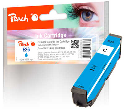 Peach Cartouche d'encre  cyan, compatible avec
ID-Fabricant: No. 26 c, C13T26124010 Epson Expression Premium XP-820
