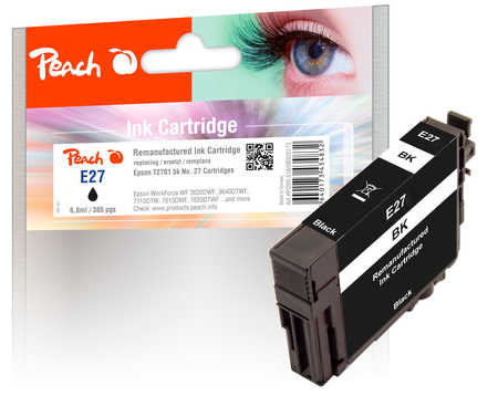 Peach  cartouche d'encre Cartridge noire compatible avec
ID-Fabricant: T2701, No. 27 bk, C13T27014010 Epson WorkForce WF-3620 WF