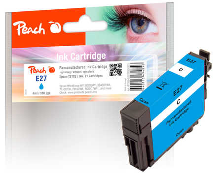 Peach  cartouche d'encre cyan compatible avec
ID-Fabricant: T2702, No. 27 c, C13T27024010 Epson WorkForce WF-3620 WF