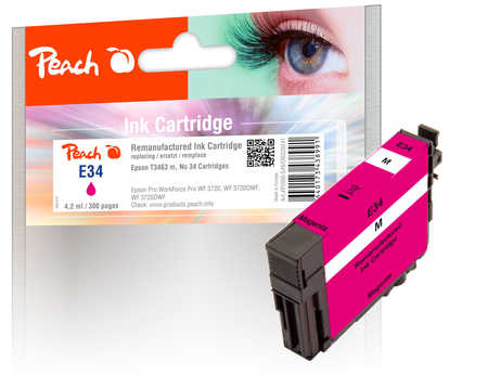Peach Cartouche d'encre  magenta, compatible avec
ID-Fabricant: T3463, No. 34 m, C13T34634010 Epson WorkForce Pro WF-3720 DW