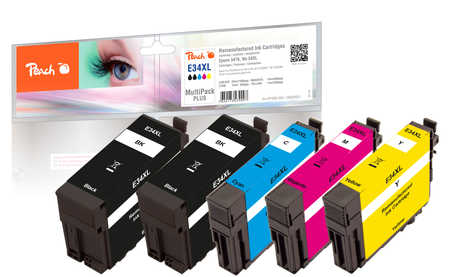 Peach  Multipack Plus, XL compatible avec
ID-Fabricant: No. 34XL, T3471*2, T3472, T3473, T3474 Epson WorkForce Pro WF-3720 DW