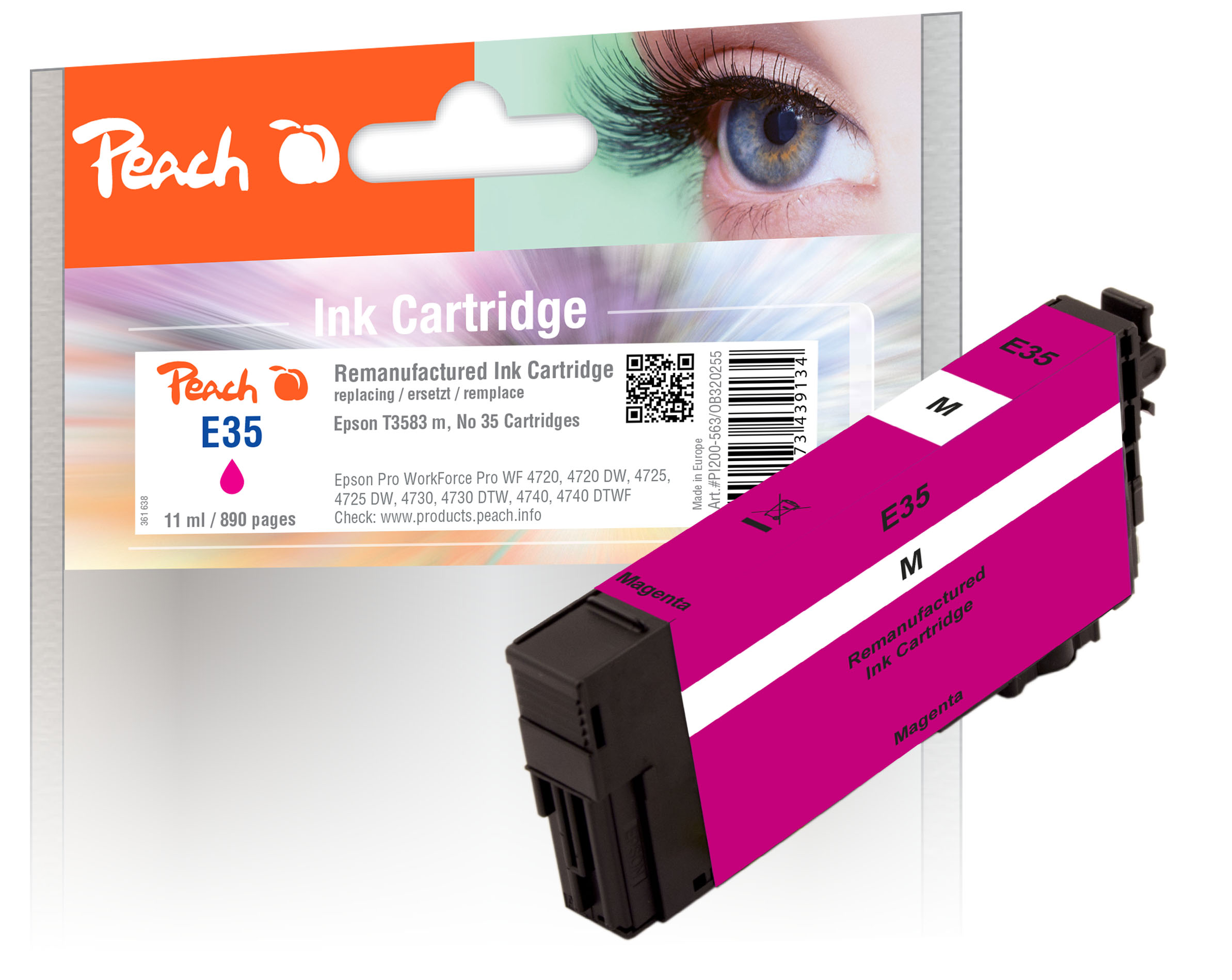 Peach Cartouche d'encre  magenta, compatible avec
ID-Fabricant: T3583, No. 35 m, C13T35834010 Epson WorkForce Pro WF-4725 DWF