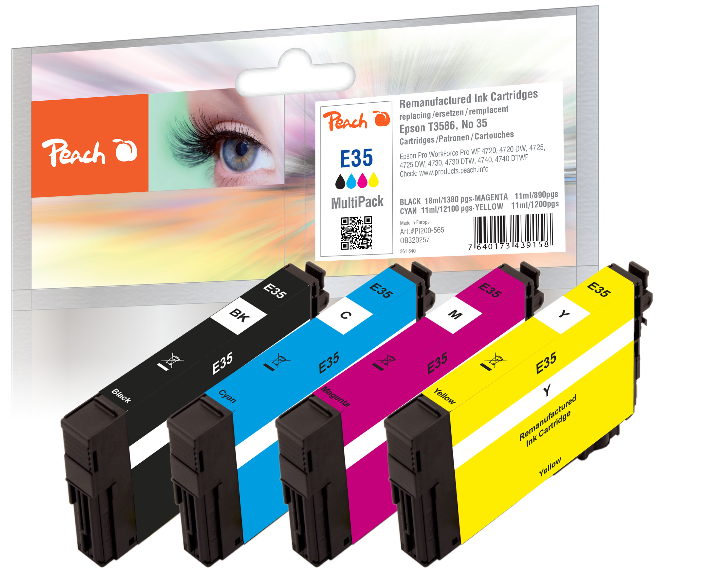 Peach  Multi Pack, compatible avec
ID-Fabricant: T3586, No. 35, C13T35864010 Epson WorkForce Pro WF-4725 DWF