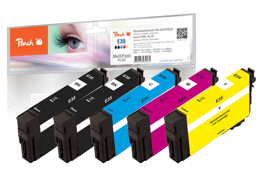 Peach  Multipack Plus, compatible avec
ID-Fabricant: No. 35, T3581*2, T3582, T3583, T3584 Epson WorkForce Pro WF-4725 DWF