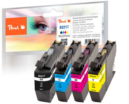 Peach  Multipack avec puce, compatible avec
ID-Fabricant: LC-3217VALP Brother MFCJ 6535 DW