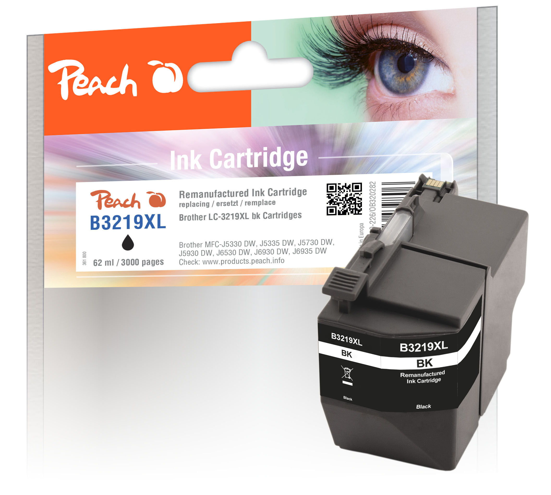 Peach Cartouche d'encre  noir XL, compatible avec
ID-Fabricant: LC-3219XLBK Brother MFCJ 6535 DW