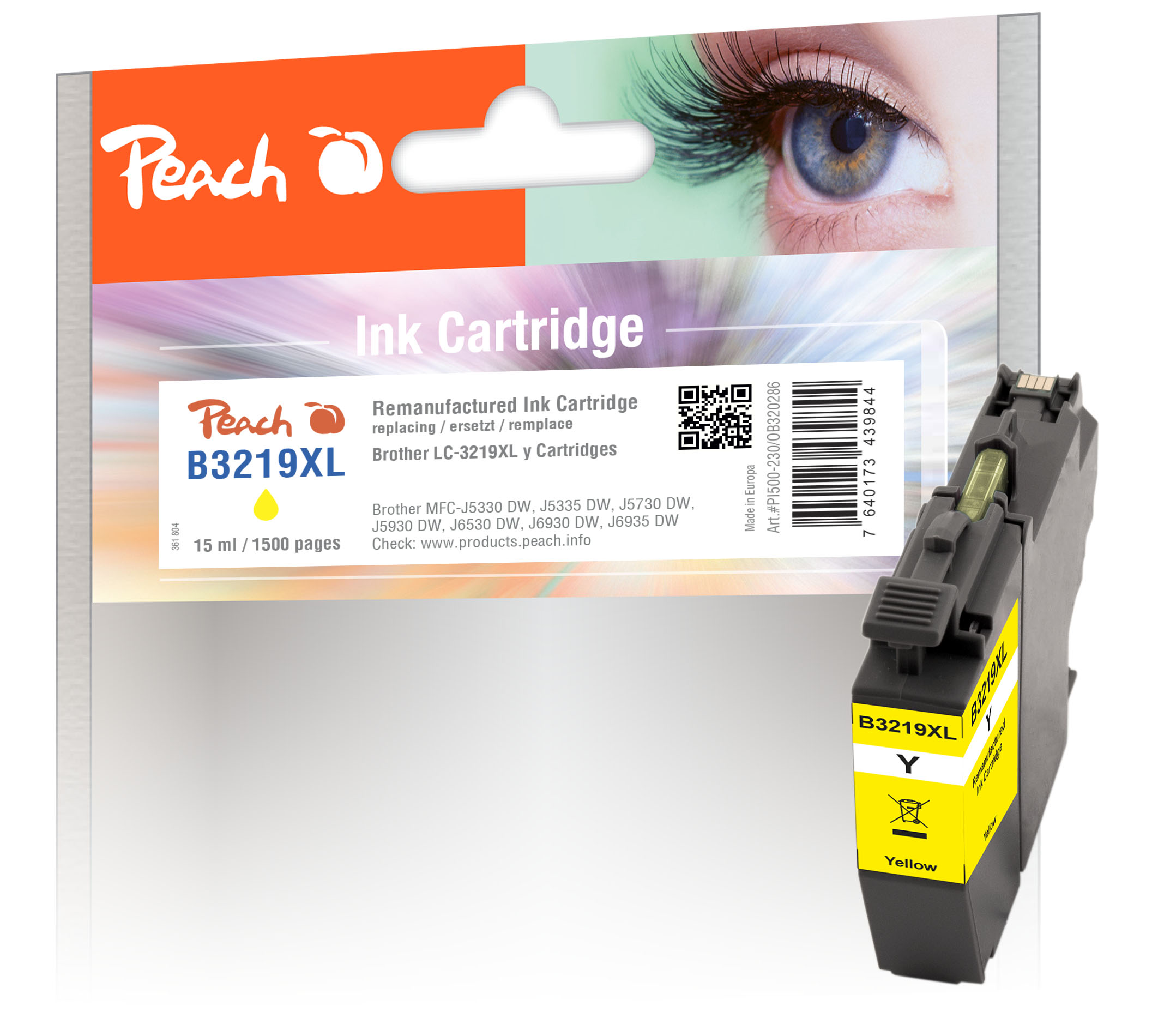 Peach Cartouche d'encre  jaune XL, compatible avec
ID-Fabricant: LC-3219XLY Brother MFCJ 6535 DW