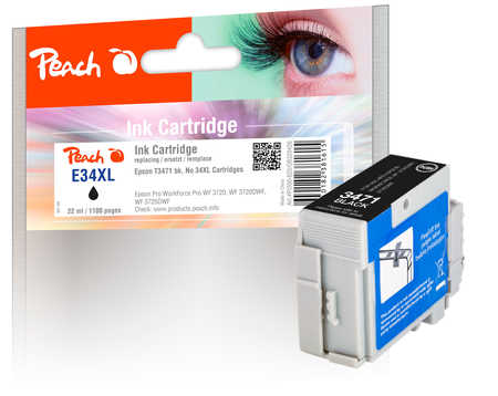 Peach  cartouche d'encre XL noire, compatible avec
ID-Fabricant: T3471, No. 34XL bk, C13T34714010 Epson WorkForce Pro WF-3720 DW