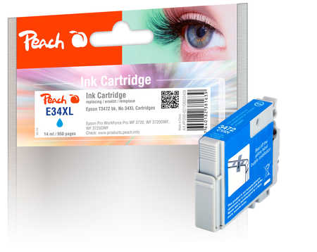 Peach  cartouche d'encre XL cyan, compatible avec
ID-Fabricant: T3472, No. 34XL c, C13T34724010 Epson WorkForce Pro WF-3720 DW