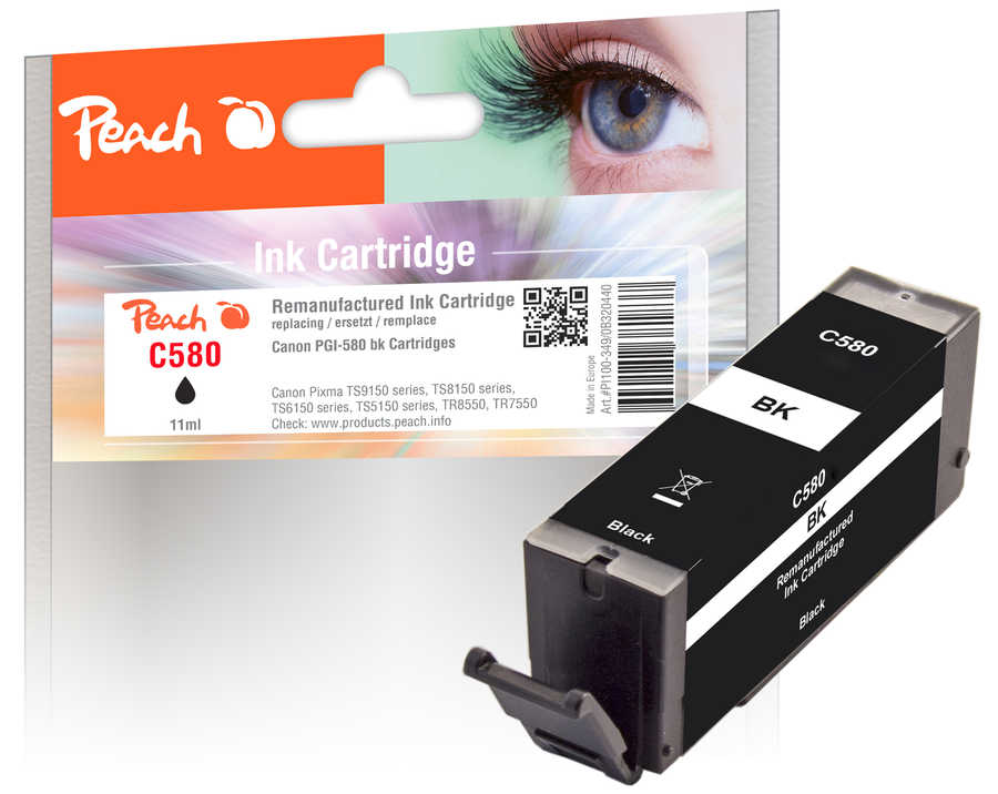 Peach Cartouche d'encre  noir, compatible avec Canon Pixma TS 9100 Series