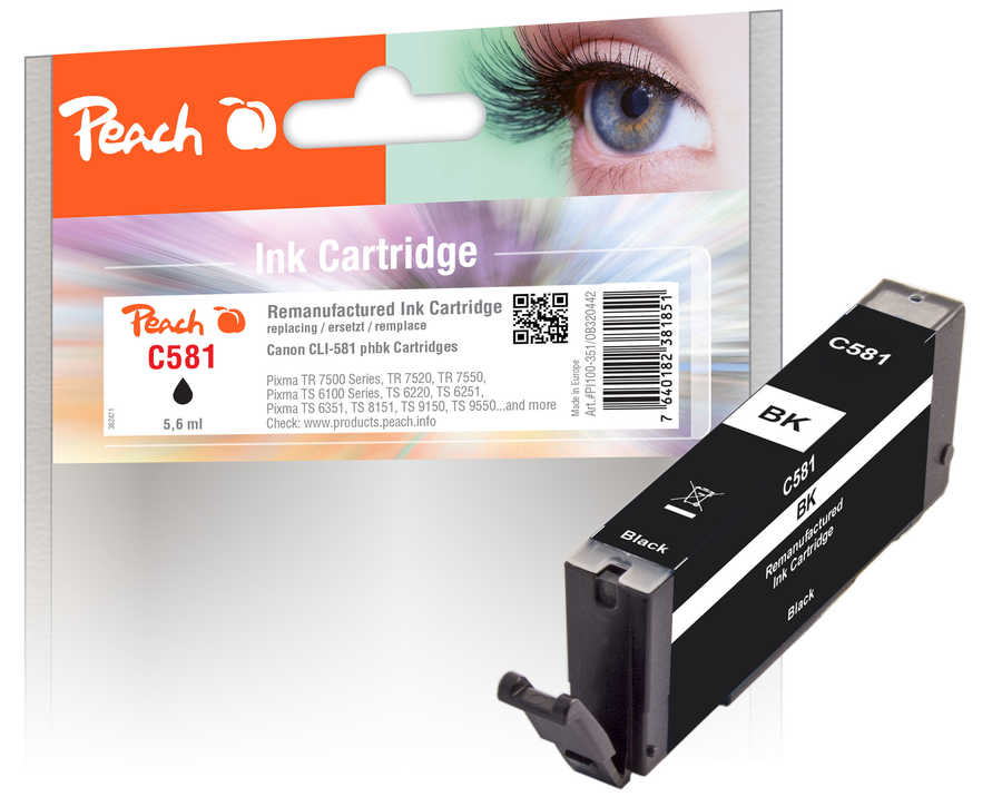 Peach  Ink Cartridge photoblack black, compatible with Canon Pixma TS 9100 Series