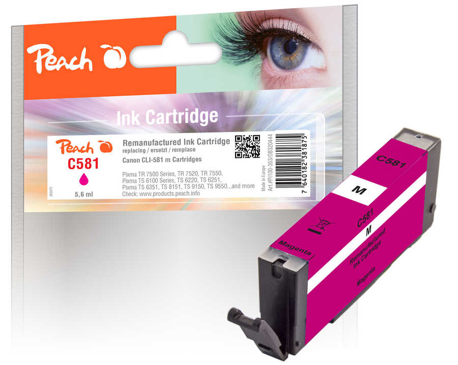 Peach Cartouche d'encre  magenta, compatible avec Canon Pixma TS 9100 Series
