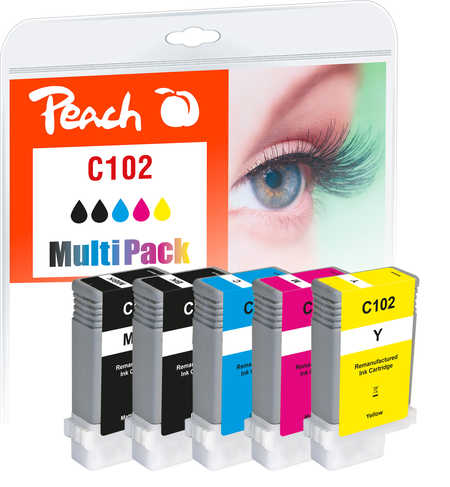 Peach Multipack  avec puce, compatible avec Canon imagePROGRAF IPF 605