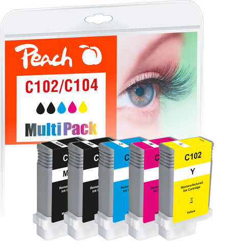 Peach Multipack  avec puce, compatible avec Canon imagePROGRAF IPF 765