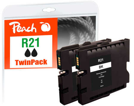 Peach  Twin Pack cartouche d'encre noire compatible avec Ricoh Aficio GX 2500