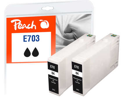 Peach  Twin Pack cartouche d'encre noire, compatible avec
ID-Fabricant: T7031 bk*2, C13T70314010*2 Epson WorkForce Pro WP-4545 DTWF