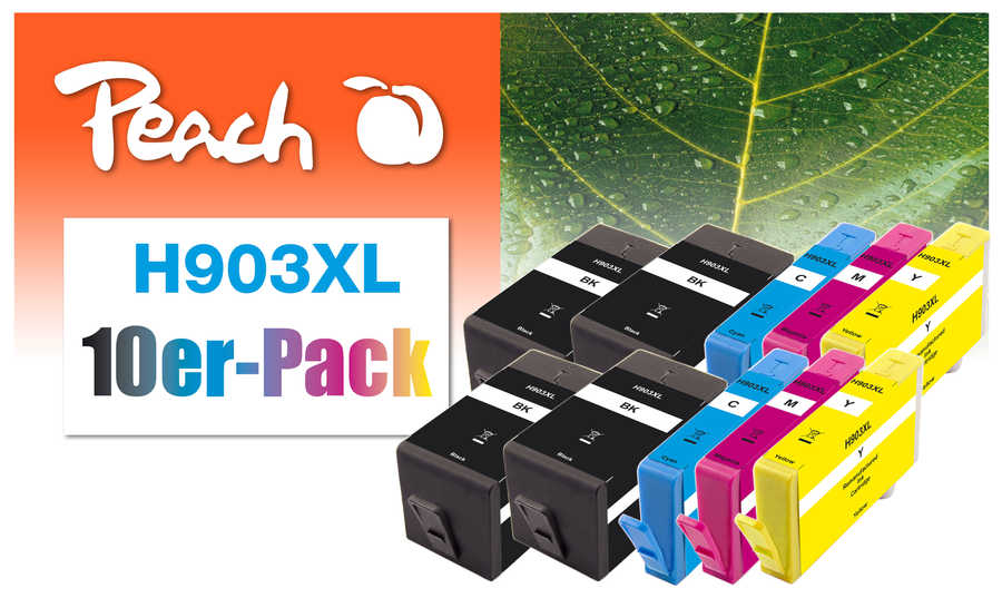Peach  Pack de 10 cartouches d'encre compatible avec
ID-Fabricant: No. 903XL, T6M15AE*2, T6M03AE*2, T6M07AE*2, T6M11AE*2 HP OfficeJet 6950
