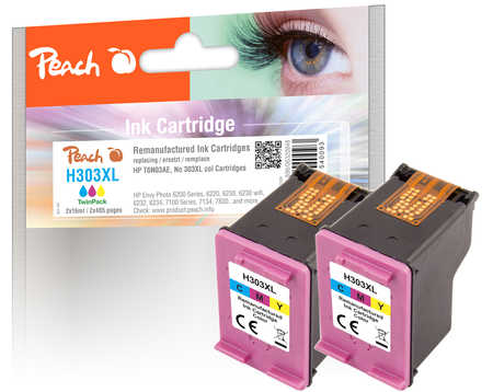 Peach  Double Pack tête d'impression couleur, compatible avec
ID-Fabricant: No. 303XL C*2, T6N03AE*2 HP Envy Photo 6234