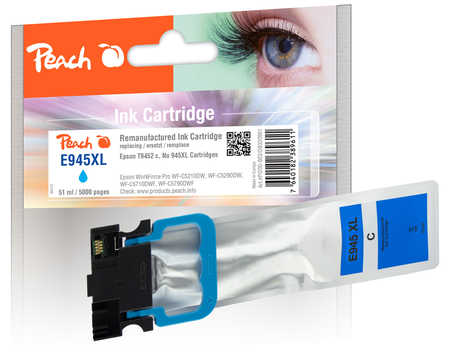 Peach Cartouche d'encre  HY cyan, compatible avec
ID-Fabricant: T9452, No. 945XLC, C13T945240 Epson WorkForce Pro WFC 5290 Series