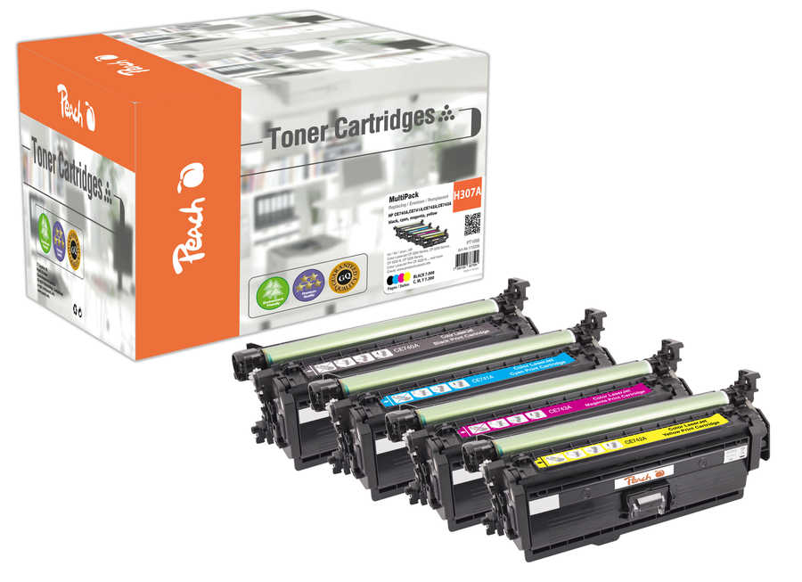 Peach Multipack , compatible avec
ID-Fabricant: No. 307A, CE740A, CE741A, CE742A, CE743A HP Color LaserJet CP 5225