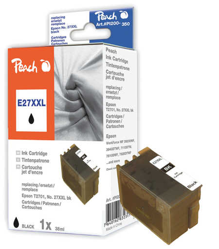 Peach  cartouche d'encre Cartridge noire compatible avec
ID-Fabricant: T2791, No. 27XXL bk, C13T27914010 Epson WorkForce WF-3620 WF