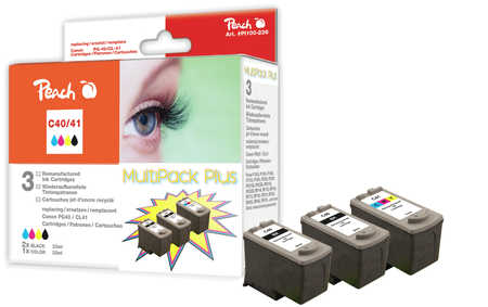 Peach  Multipack Plus, compatible avec
ID-Fabricant: PG-40BK*2, CL-41C, 0615B036 Canon Pixma IP 2500
