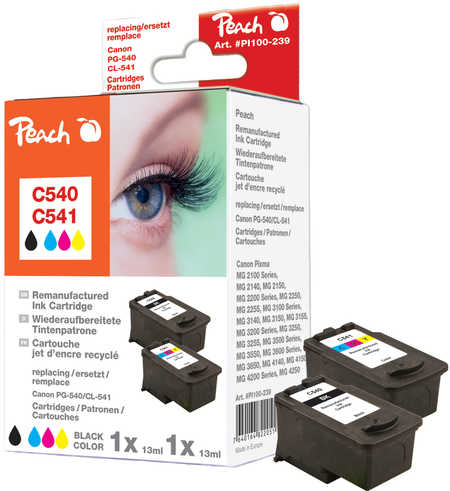 Peach  Combi Pack compatible avec
ID-Fabricant: PG-540BK, CL-541C, 5225B006 Canon Pixma TS 5151