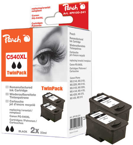 Peach  Twin Pack cartouche d'encre noire compatible avec
ID-Fabricant: PG-540XLBK*2, 5222B005 Canon Pixma TS 5151