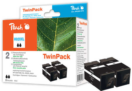 Peach  Twin Pack avec puce compatible avec
ID-Fabricant: No. 920XL bk*2, D8J47AE HP OfficeJet 6000