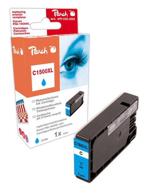 Peach Cartouche d'encre  cyan, compatible avec
ID-Fabricant: PGI-1500XLC, 9193B001 Canon Maxify MB 2300 Series