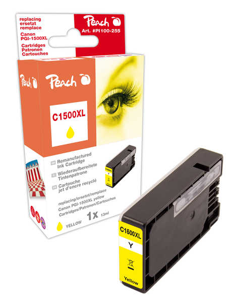 Peach  cartouche d'encre jaune XL avec puce, compatible avec
ID-Fabricant: PGI-1500XLY, 9195B001 Canon Maxify MB 2300 Series