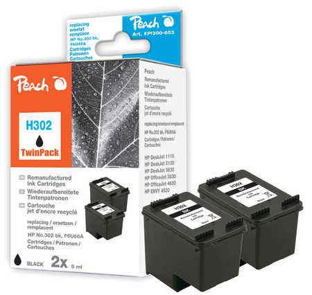 Peach  Double Pack tête d'impression noir, compatible avec
ID-Fabricant: No. 302 bk*2, F6U66AE*2 HP OfficeJet 3835