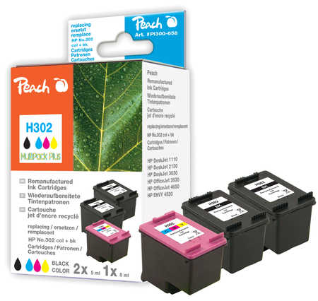 Peach  Multipack Plus compatible avec
ID-Fabricant: No. 302, F6U66AE, F6U65AE HP OfficeJet 3835