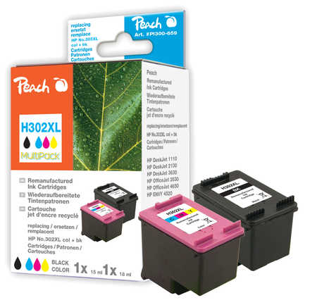 Peach  Multipack compatible avec
ID-Fabricant: No. 302XL, F6U68AE, F6U67AE HP OfficeJet 3835
