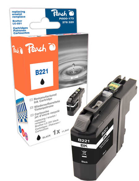 Peach Cartouche d'encre  noir, compatible avec
ID-Fabricant: LC-221BK Brother DCPJ 562 DW