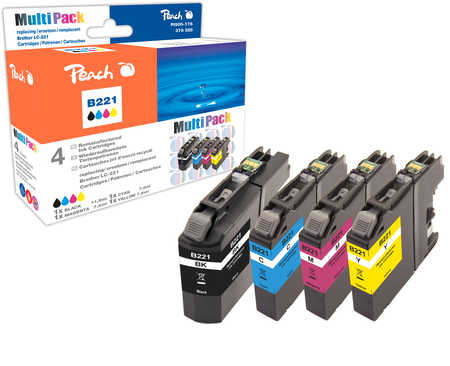Peach  Multipack avec puce, compatible avec
ID-Fabricant: LC-221VALBP Brother DCPJ 562 DW