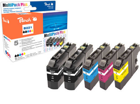 Peach  Multipack Plus avec puce, compatible avec
ID-Fabricant: LC-221VALBP Brother DCPJ 562 DW