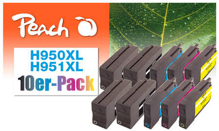 Peach  Pack de 10 cartouches d'encre compatible avec
ID-Fabricant: No. 950XL, No. 951XL, CN045A, CN046A, CN047A, CN048A HP OfficeJet Pro 8630 e-All-in-One