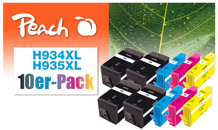 Peach  Pack de 10 cartouches d'encre compatible avec
ID-Fabricant: No. 934XL, No. 935XL, C2P23A, C2P24A, C2P25A, C2P26A HP OfficeJet Pro 6830