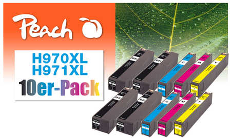 Peach  Pack de 10 cartouches d'encre compatible avec
ID-Fabricant: No. 970XL, No. 971XL, CN625A, CN626A, CN627A, CN628A HP OfficeJet Pro X 476 dn