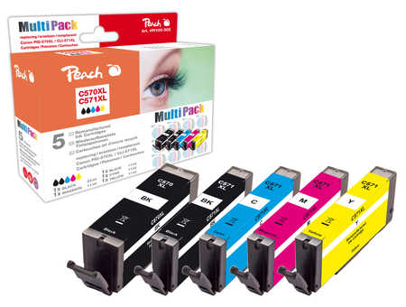 Peach  Multi Pack, compatible avec
ID-Fabricant: PGI-570XL, CLI-571XL Canon Pixma TS 6050 Series
