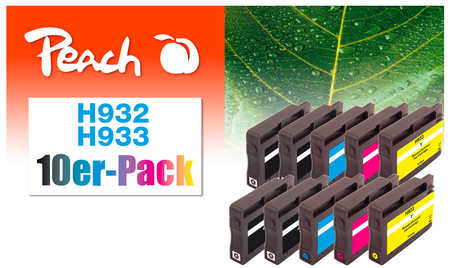 Peach  Pack de 10 cartouches d'encre compatible avec
ID-Fabricant: No. 932, No. 933, CN057A, CN058A, CN059A, CN060A HP OfficeJet 7600 Series