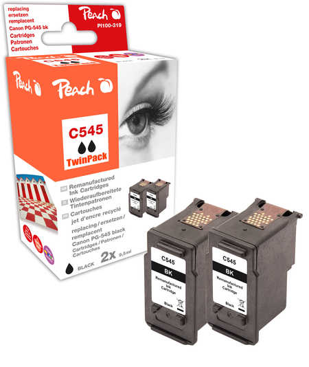 Peach  Double Pack tête d'impression noir, compatible avec
ID-Fabricant: PG-545*2, 8287B001*2 Canon Pixma IP 2850
