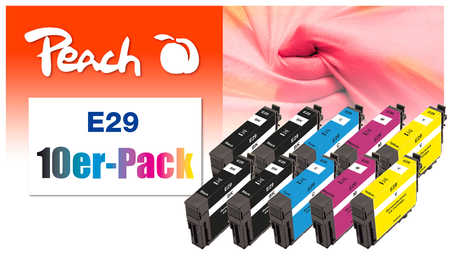 Peach  Pack de 10 cartouches d'encre compatible avec
ID-Fabricant: T2986, No. 29, C13T29864010 Epson Expression Home XP-452
