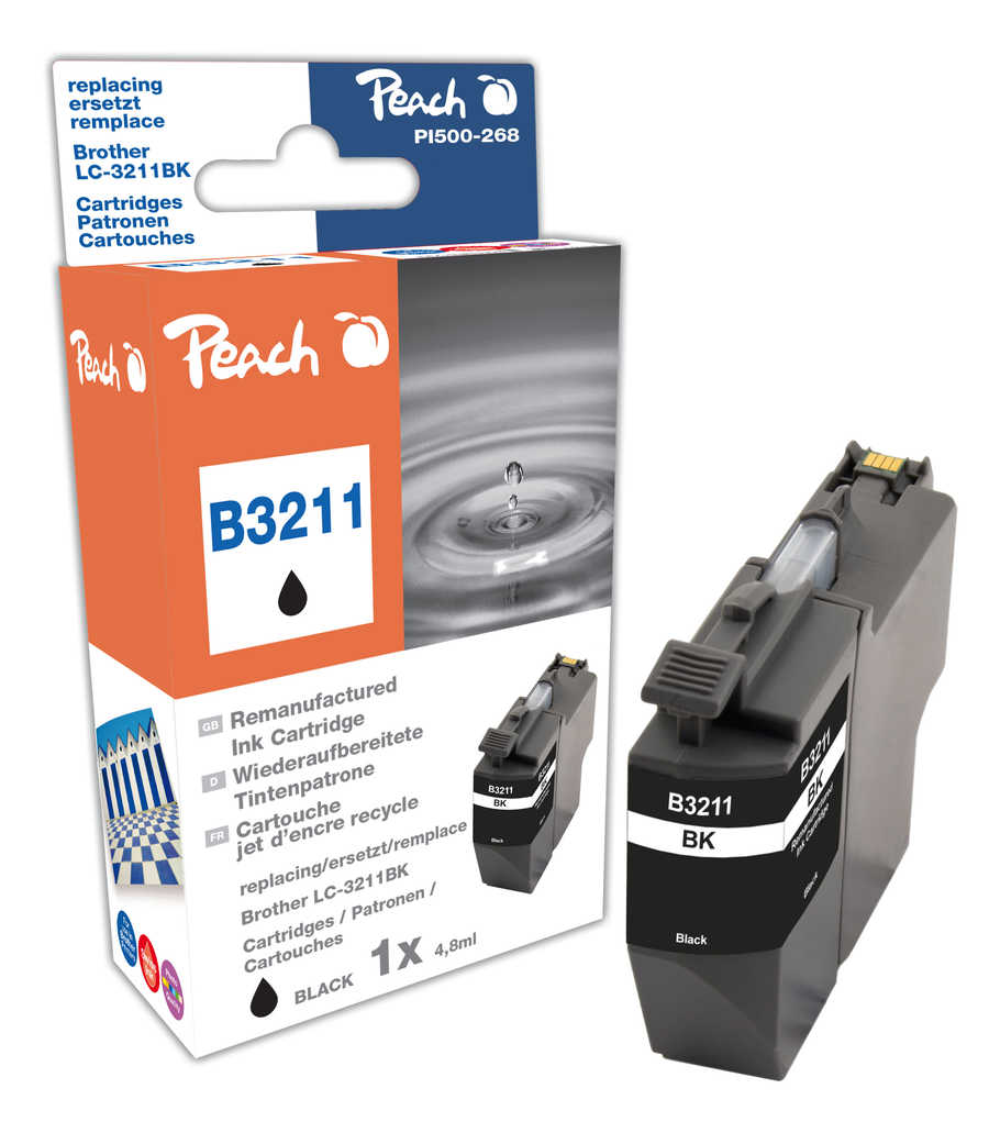 Peach Cartouche d'encre  noir, compatible avec
ID-Fabricant: LC-3211BK Brother MFCJ 491 DW