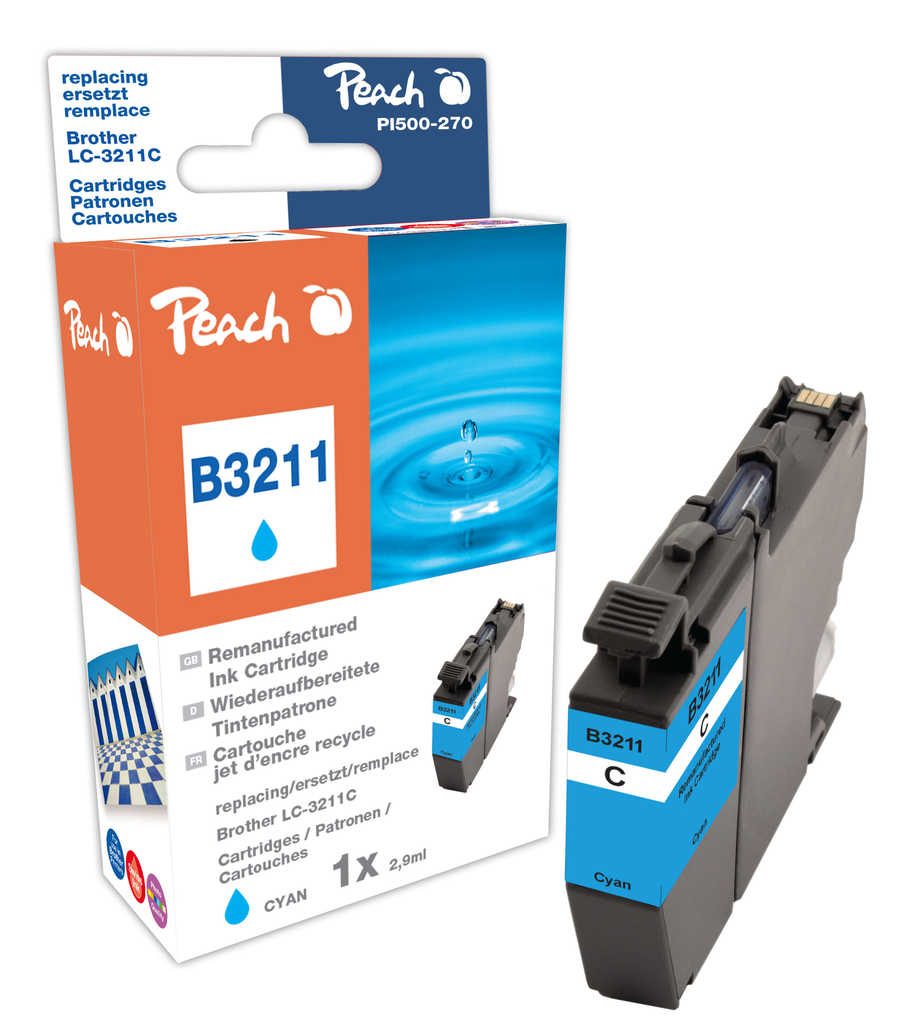 Peach Cartouche d'encre  cyan, compatible avec
ID-Fabricant: LC-3211C Brother MFCJ 491 DW