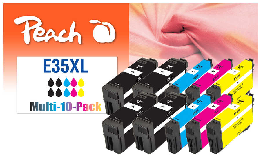 Peach  Pack de 10, compatible avec
ID-Fabricant: No. 35XL, T3591*4, T3592*2, T3593*2, T3594*2 Epson WorkForce Pro WF-4725 DWF