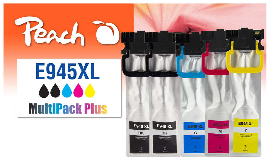 Peach Multipack Plus  compatible avec
ID-Fabricant: No. 945XL, T9451*2, T9452, T9453, T9454 Epson WorkForce Pro WFC 5290 DW
