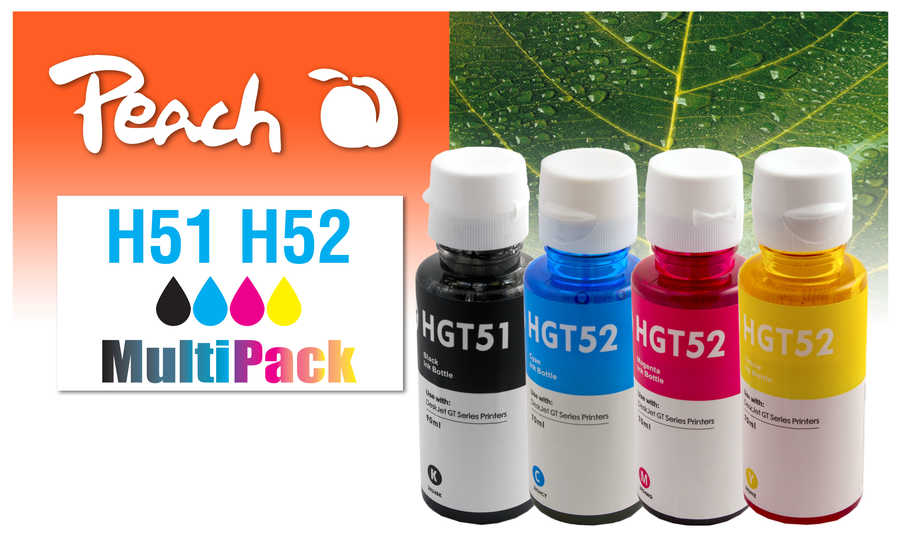 Peach  Multi Pack, compatible avec
ID-Fabricant: GT51, GT52, M0H57AE, M0H54AE, M0H55AE, M0H56A HP Ink Tank Wireless 410