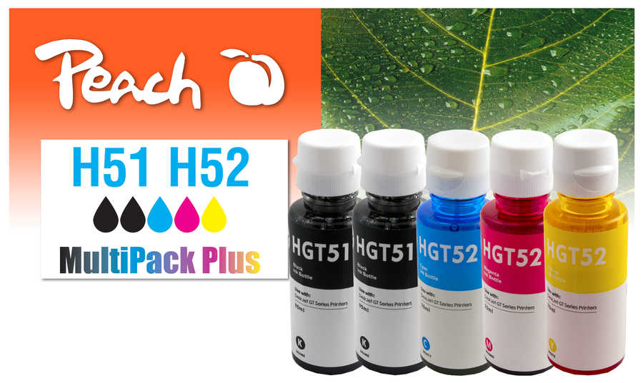 Peach  Multipack Plus, compatible avec
ID-Fabricant: GT51, GT52, M0H57AE*2, M0H54AE, M0H55AE, M0H56A HP Ink Tank Wireless 410